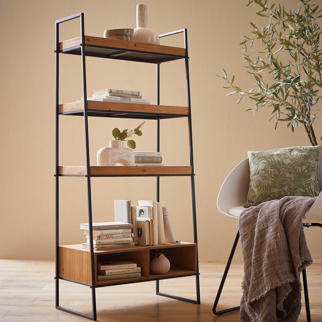 Alternative view of REGAL 64,5/140/35,5 cm naravne barve, črna