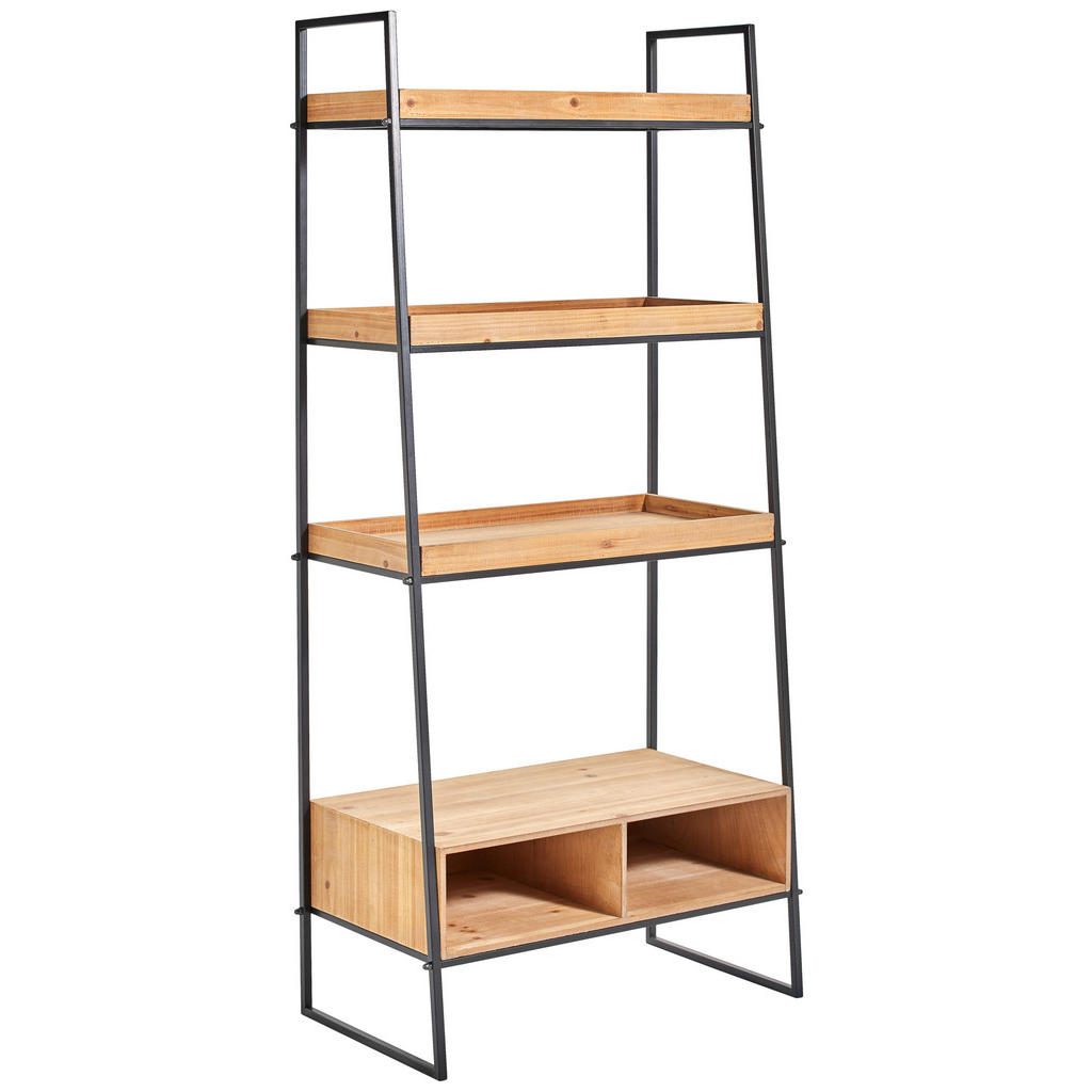 REGAL 64,5/140/35,5 cm naravne barve, črna