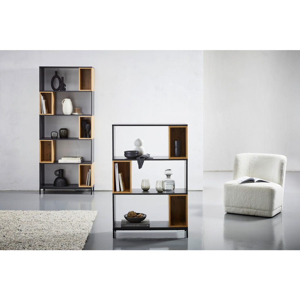 Alternative view of REGAL 80/121,1/30 cm črna, barve hrasta, temno siva