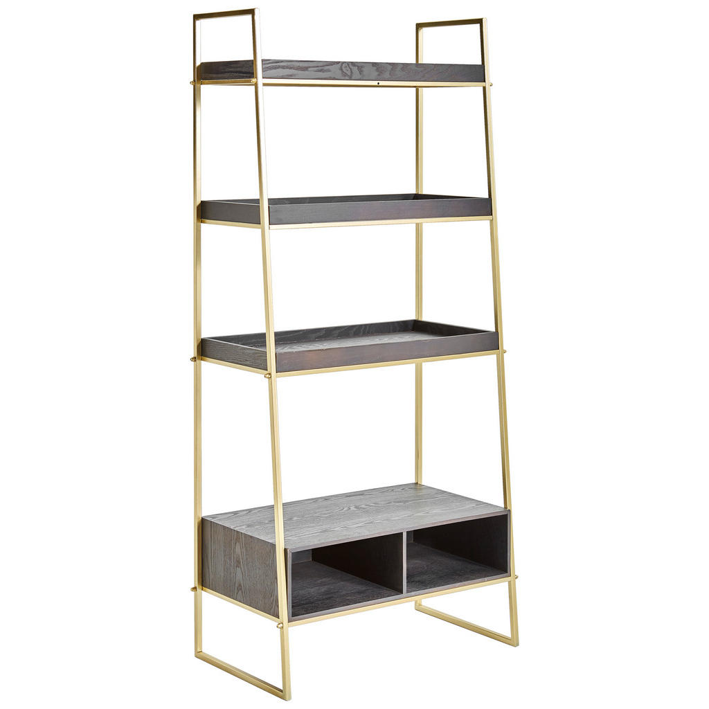 REGAL 64,5/140/35,5 cm naravne barve, črna, zlate barve