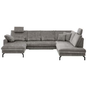 SEDEŽNA GARNITURA, velur srebrne barve