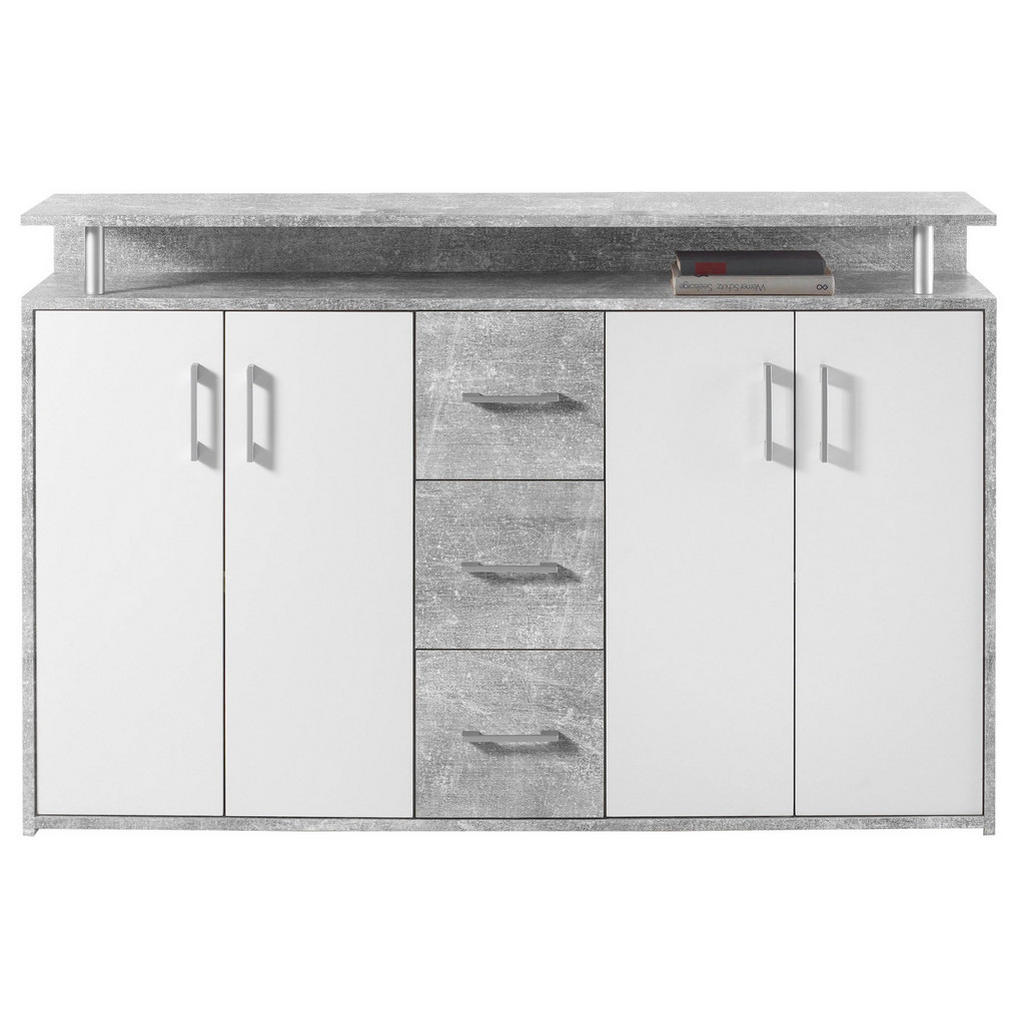 ŠIROKA KOMODA, siva, bela