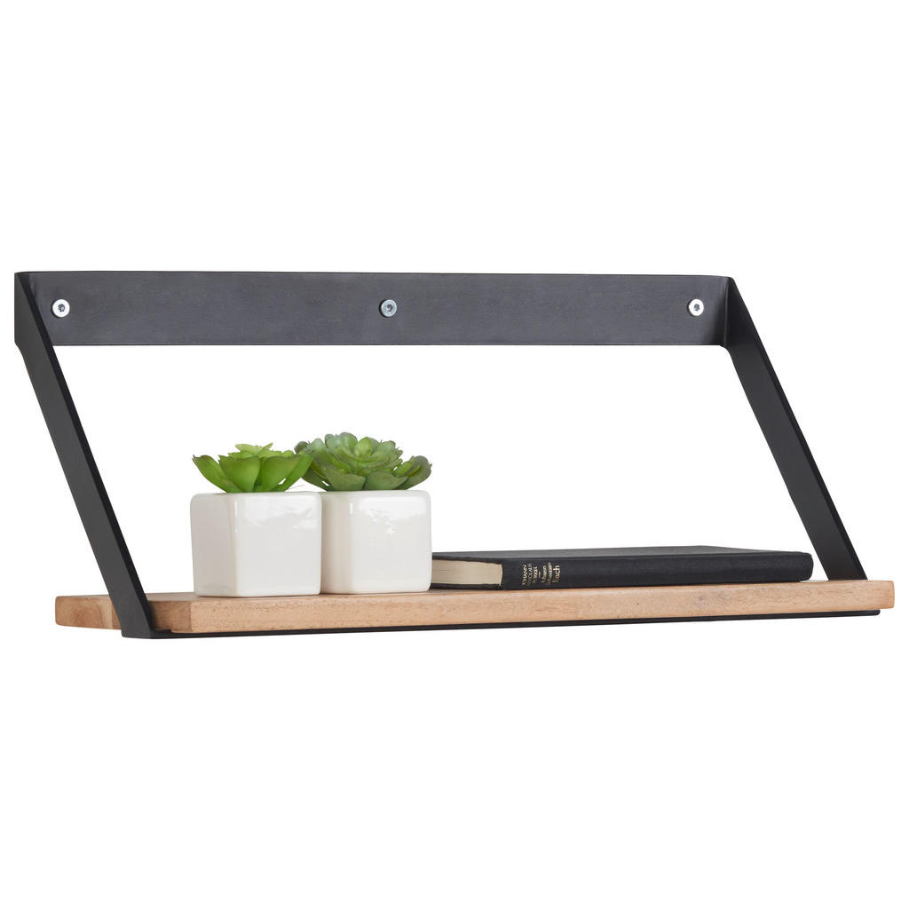 STENSKI REGAL 43/18/15 cm črna, barve akacije