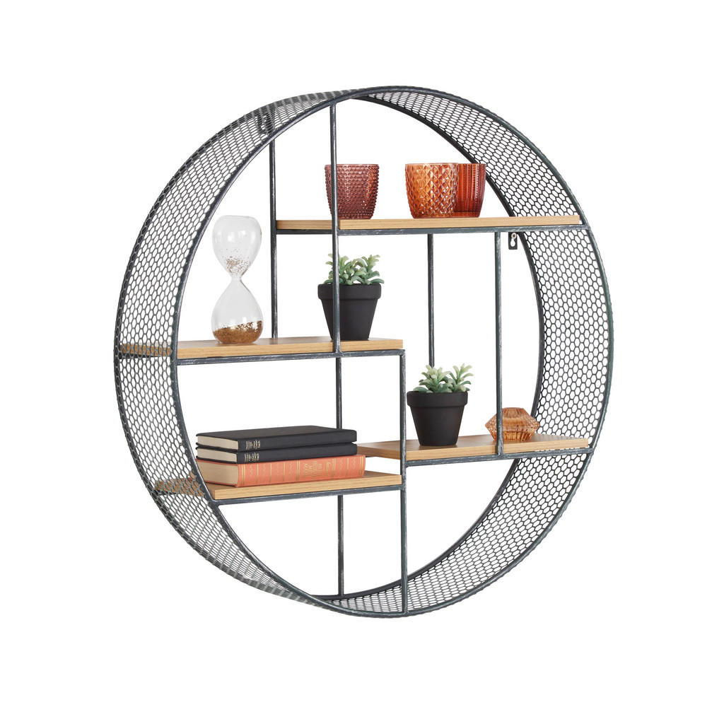 STENSKI REGAL 69,5/69,5/16,5 cm črna, barve hrasta