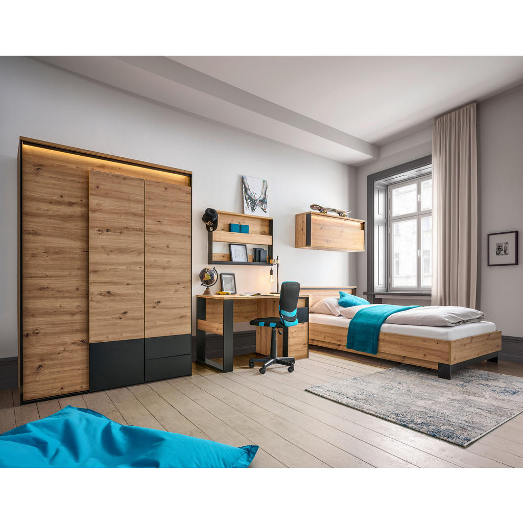 Alternative view of STENSKI REGAL 92/63/10 cm črna, hrast artisan