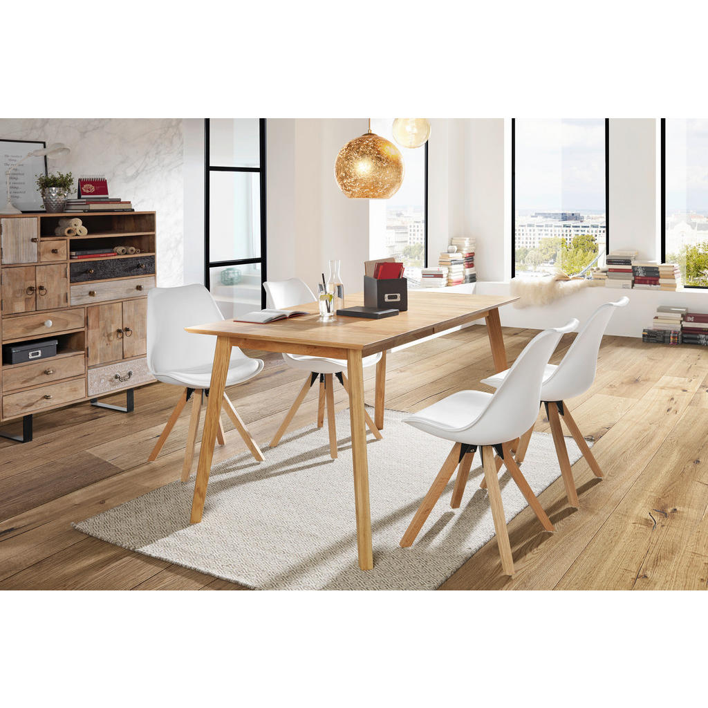 Alternative view of STOL, les, kovina, umetna masa, tekstil bela, barve hrasta