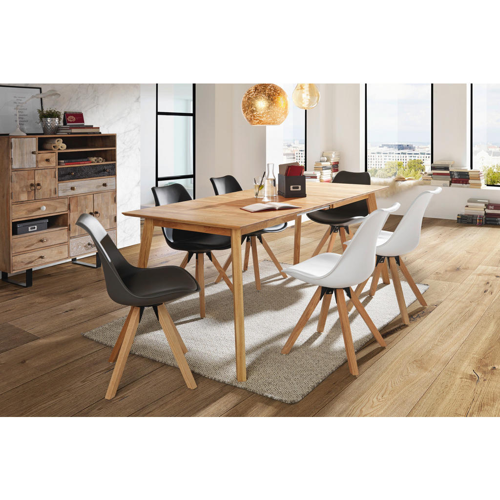 Alternative view of STOL, les, kovina, umetna masa, tekstil črna, barve hrasta