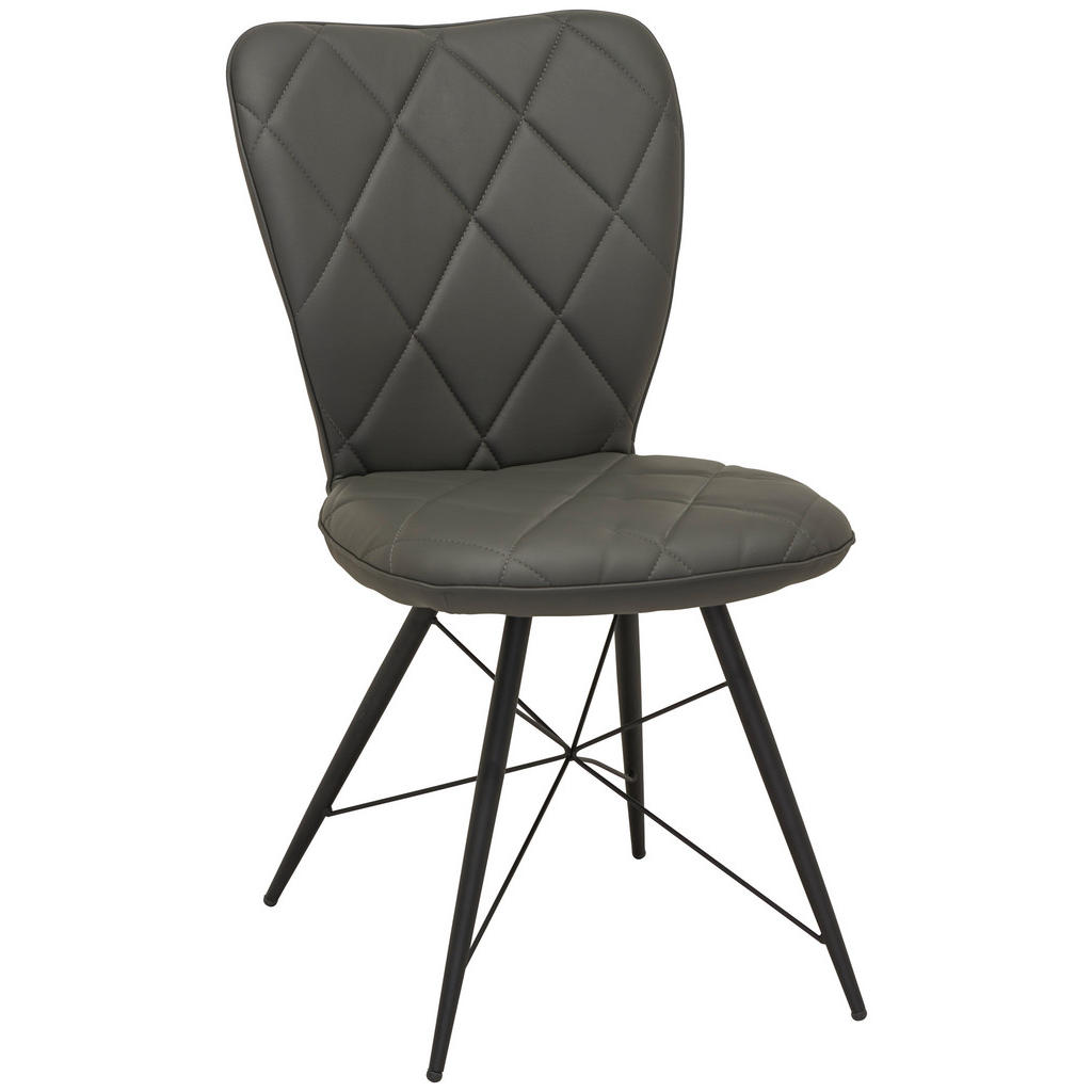 STOL, kovina, usnje siva, črna