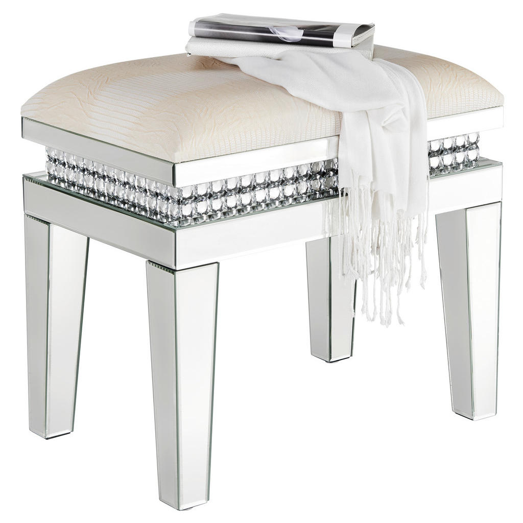 TABURE, steklo, tekstil, leseni material krem barve, srebrne barve