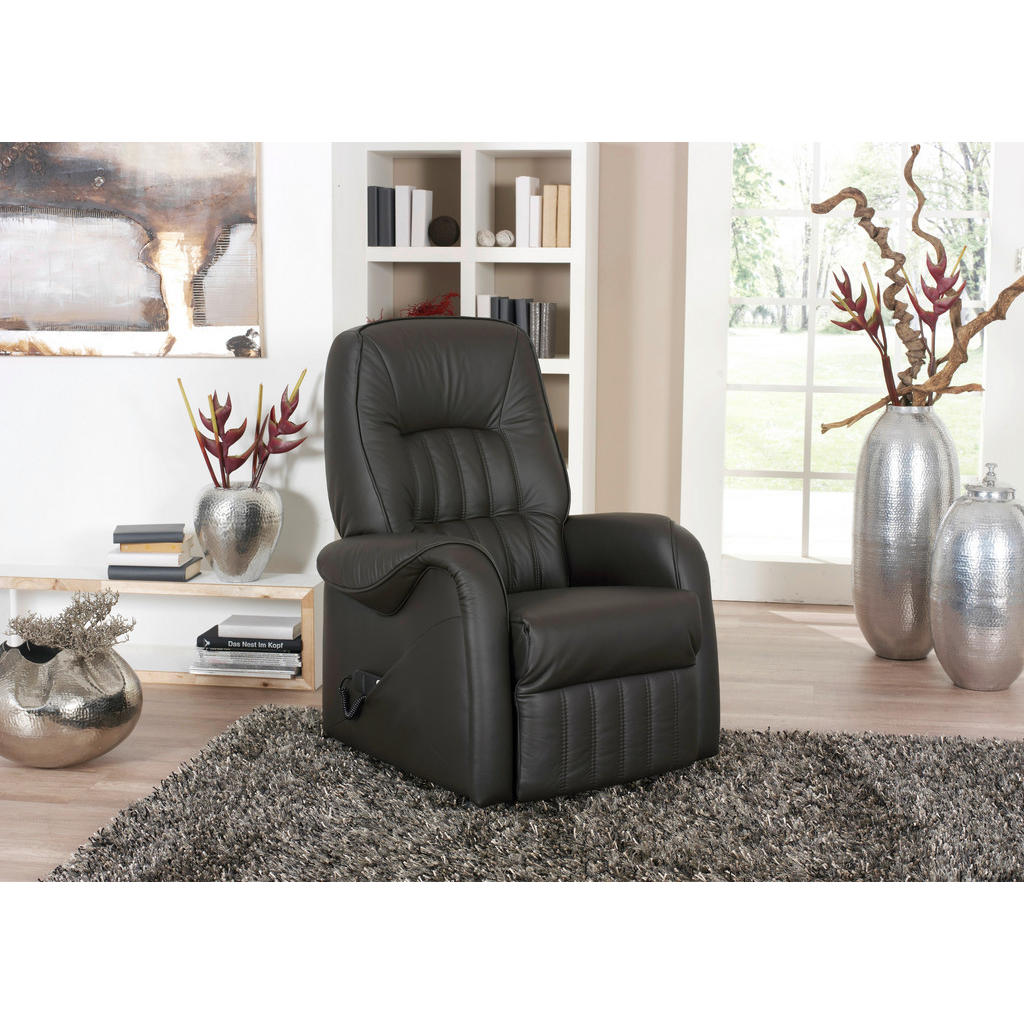 TV FOTELJ, črna usnje