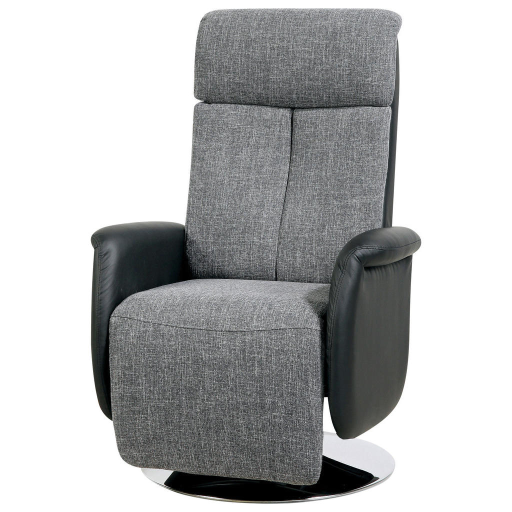 TV-FOTELJ, siva, črna umetna masa, tekstil