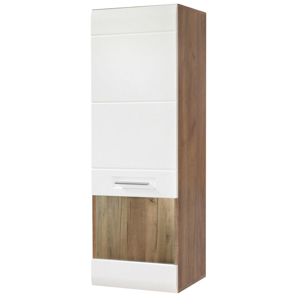 VISEČA VITRINA, bela, barve hrasta