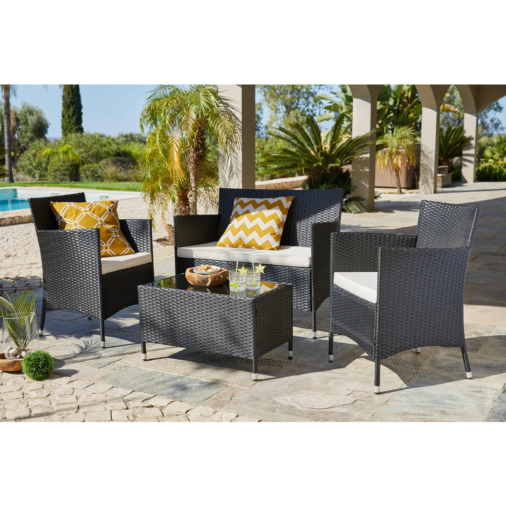 VRTNI SET  jeklo  krem barve, črna