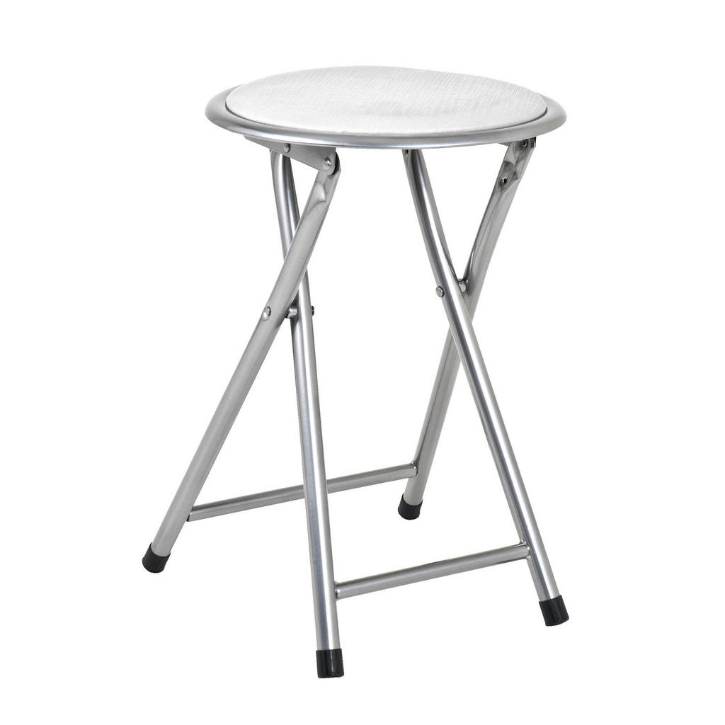 ZLOŽLJIV TABURE, tekstil bela, barve aluminija