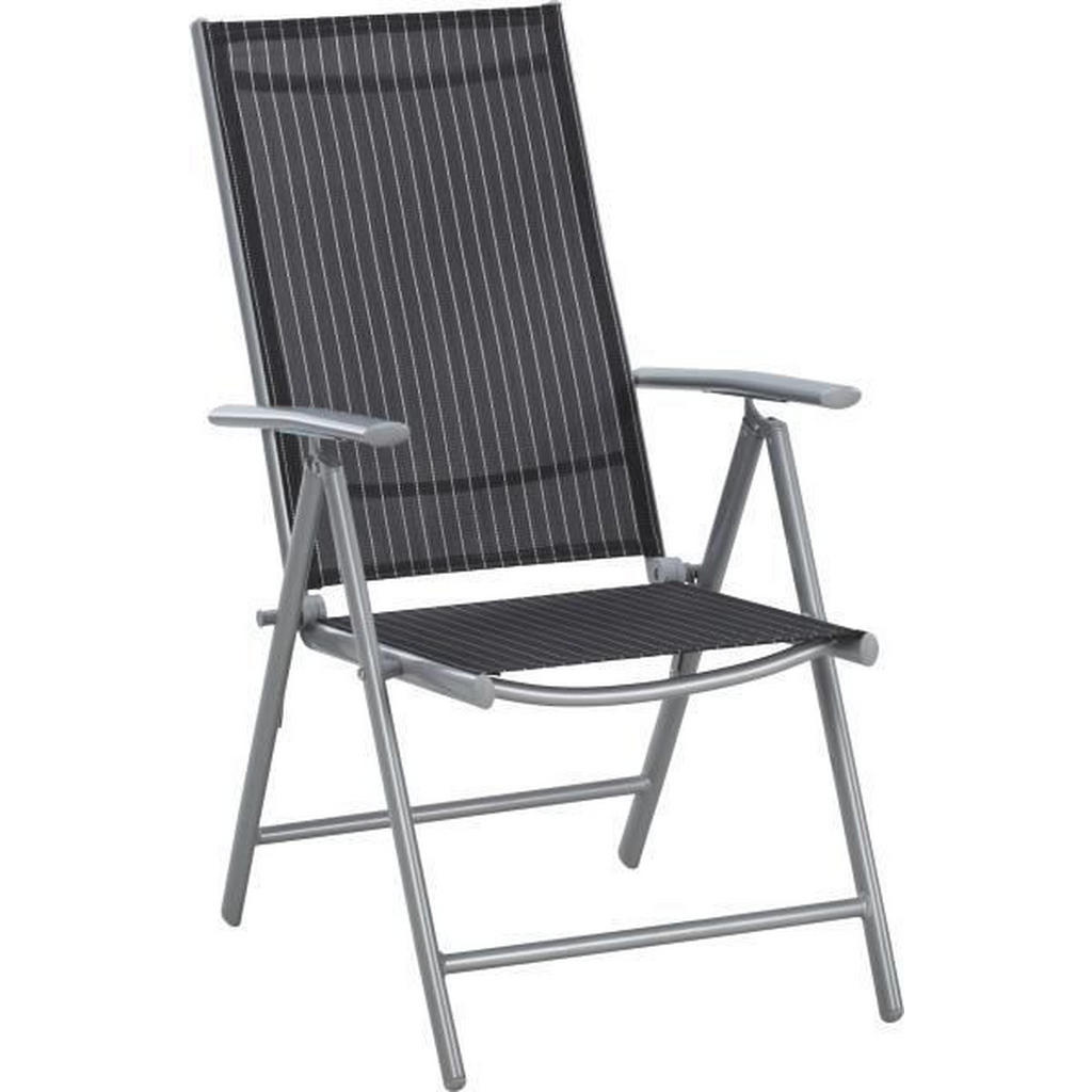 ZLOŽLJIV VRTNI SEDEŽ aluminij črna, srebrne barve, bela