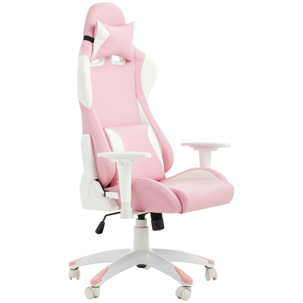 GAMING STOL umetna masa, tekstil bela, pink