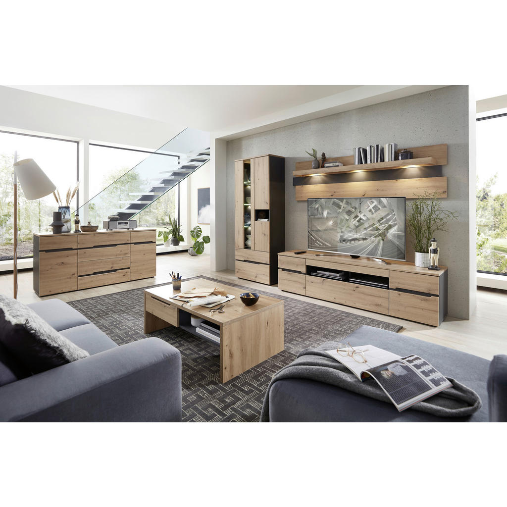 Alternative view of KLUBSKA MIZA, barve grafita, hrast artisan