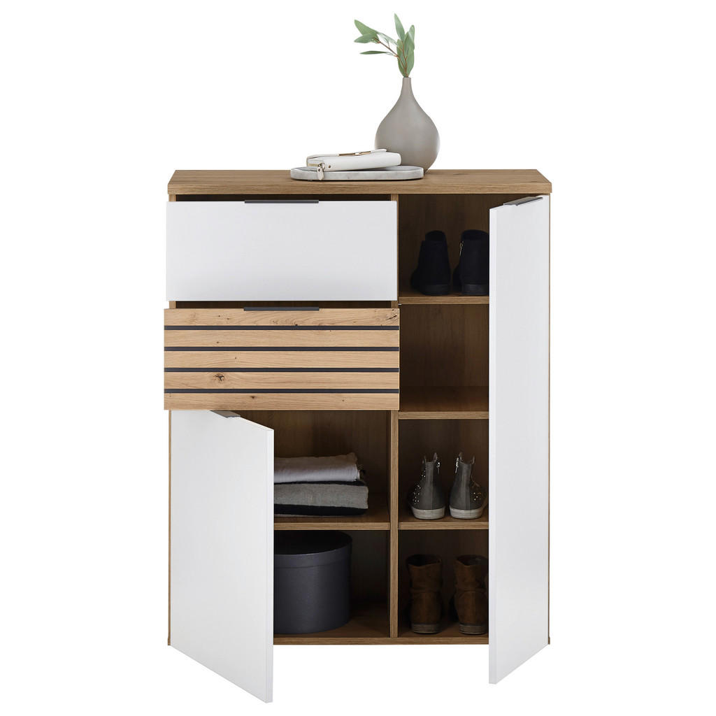 Alternative view of KOMODA, bela, temno siva, hrast artisan