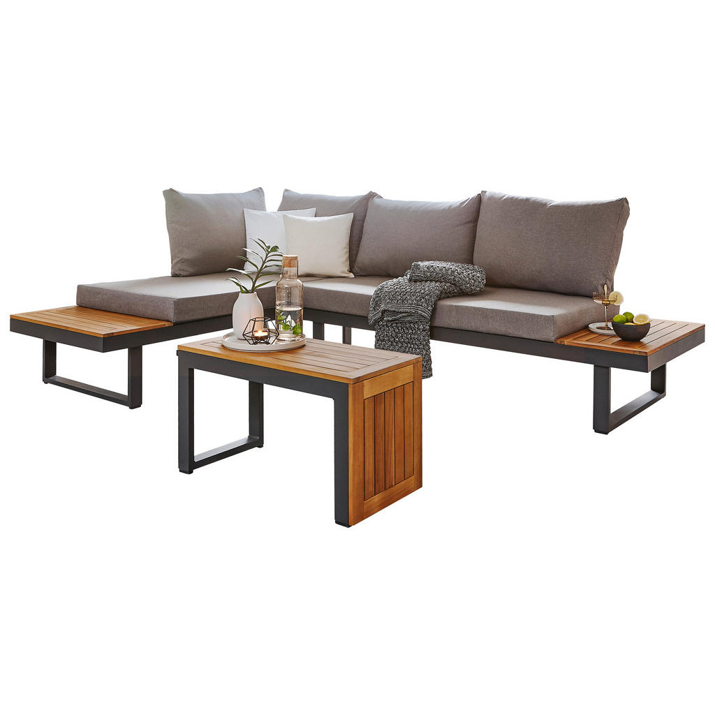 LOUNGE GARNITURA akacija masivno aluminij