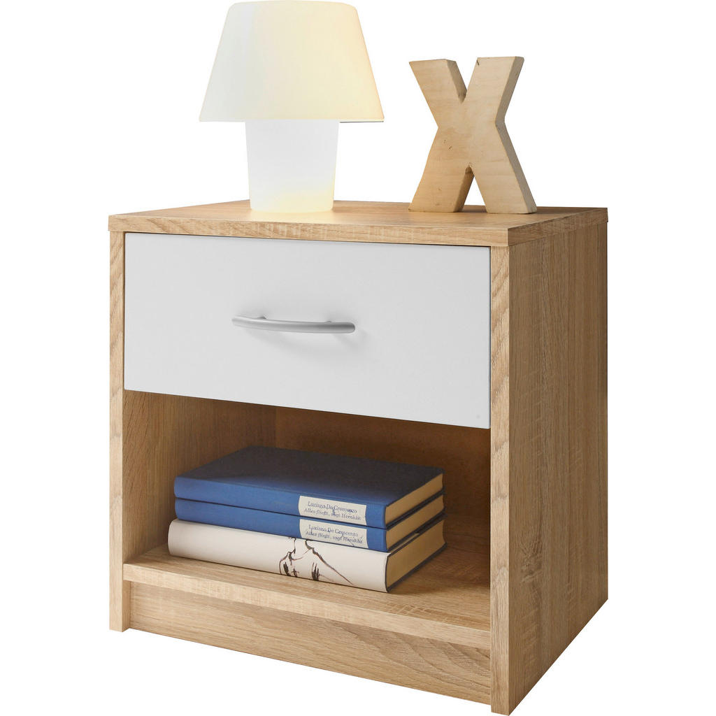 NOČNA OMARICA, bela, hrast sonoma