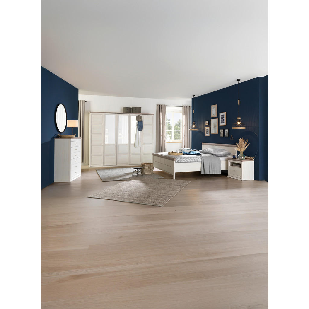 POSTELJA 180 cm x 200 cm , leseni material siva, bela - slika 3