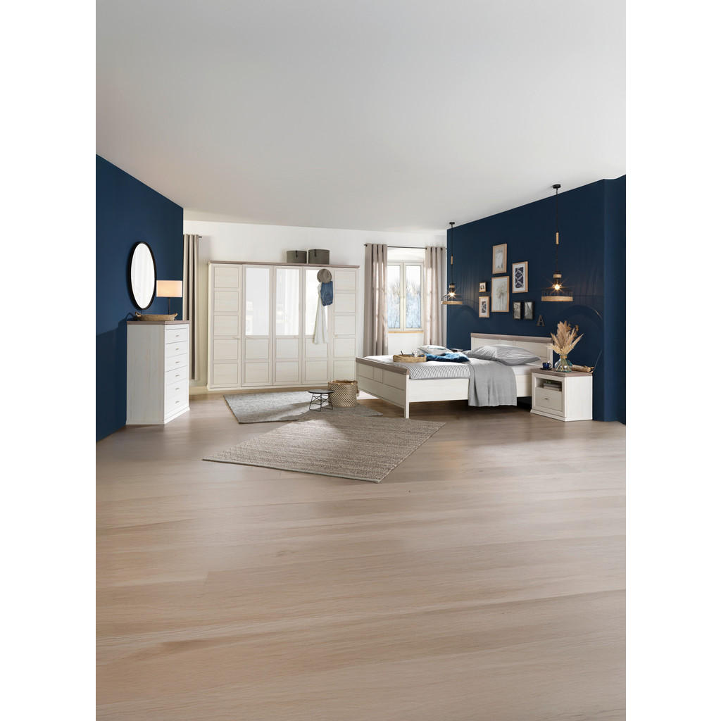 POSTELJA 180 cm x 200 cm , leseni material siva, bela - slika 4