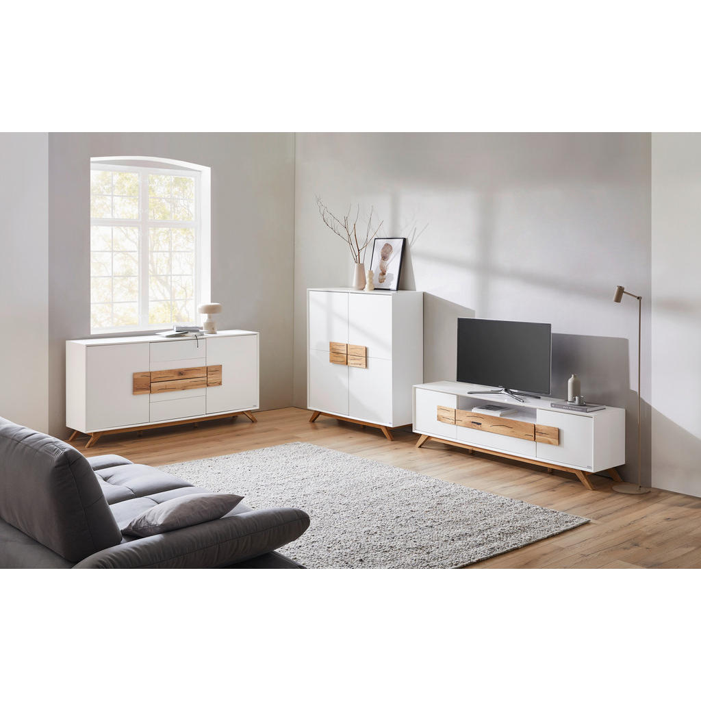 Alternative view of ŠIROKA KOMODA, bela, barve hrasta