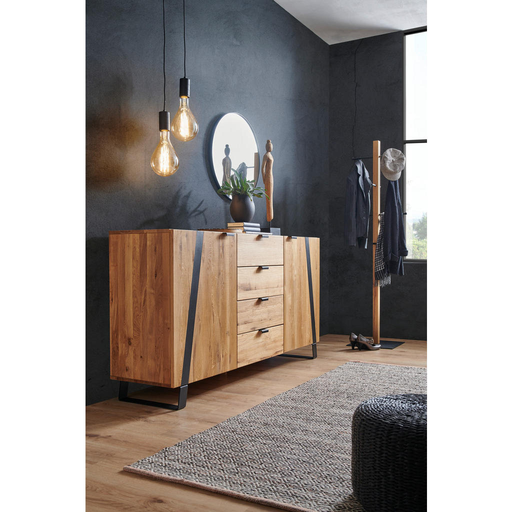 Alternative view of ŠIROKA KOMODA, črna, barve hrasta