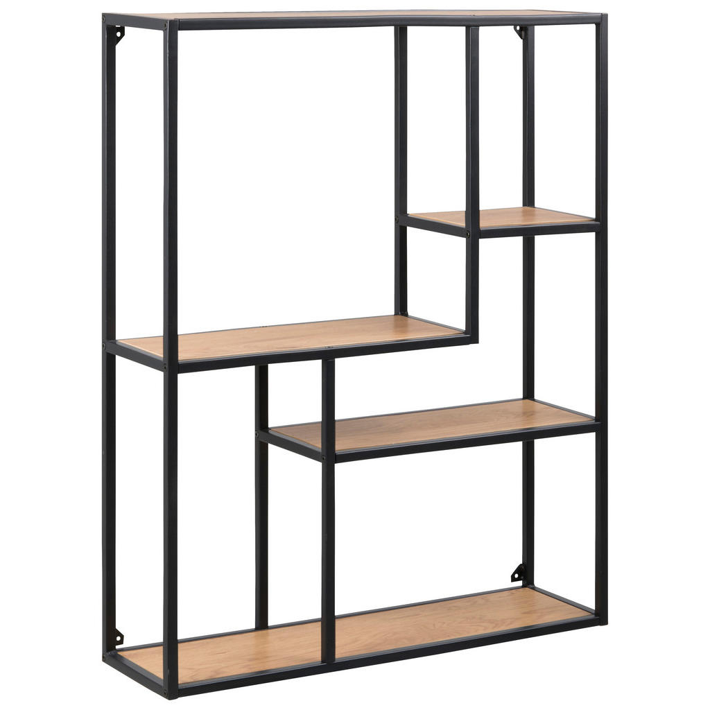 STENSKI REGAL 75/91/20 cm črna, barve hrasta