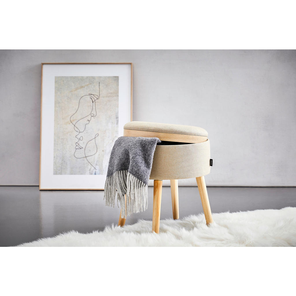 Alternative view of TABURE, les, tekstil, leseni material naravne barve, sivobež