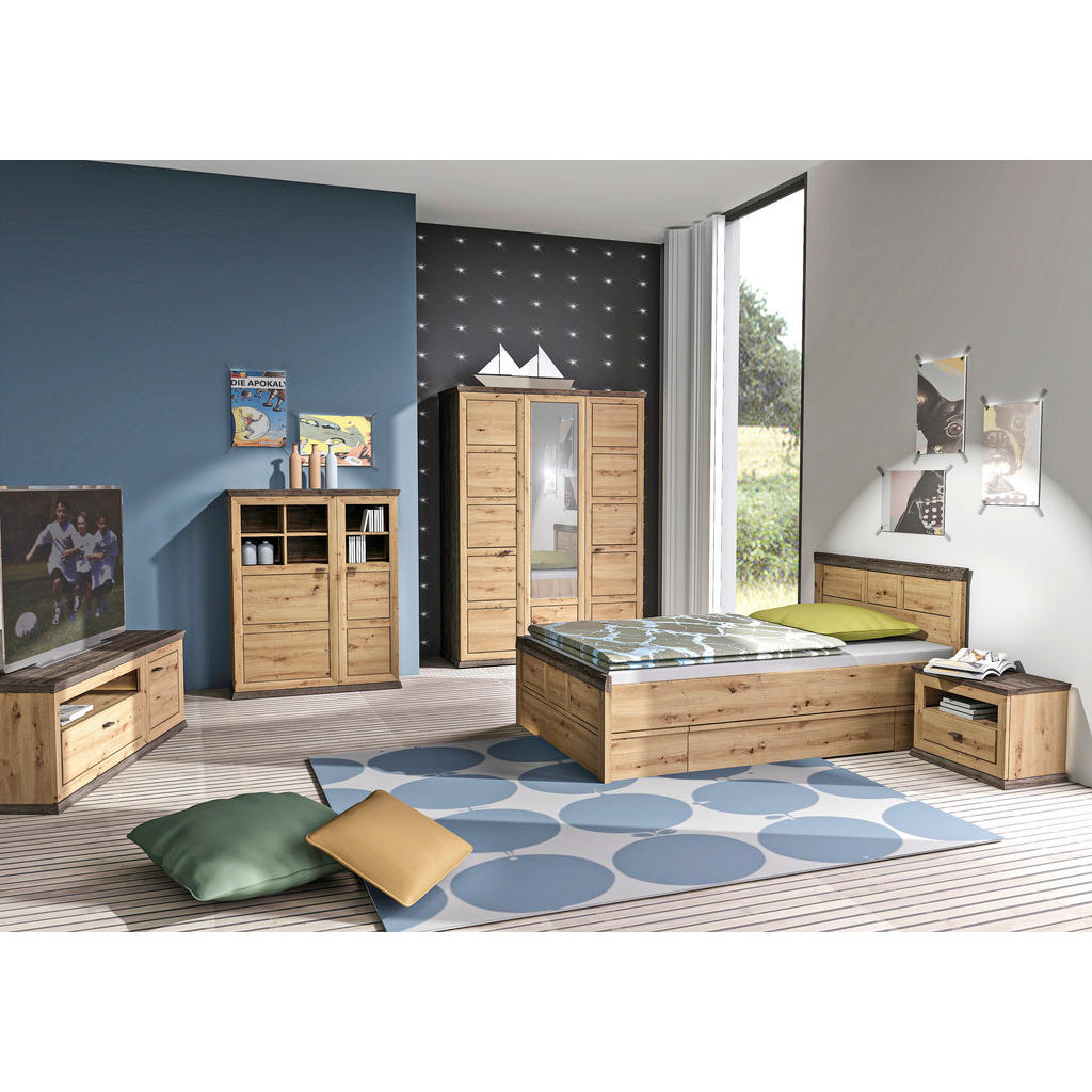 Alternative view of VISOKA KOMODA, barve hrasta, temno siva