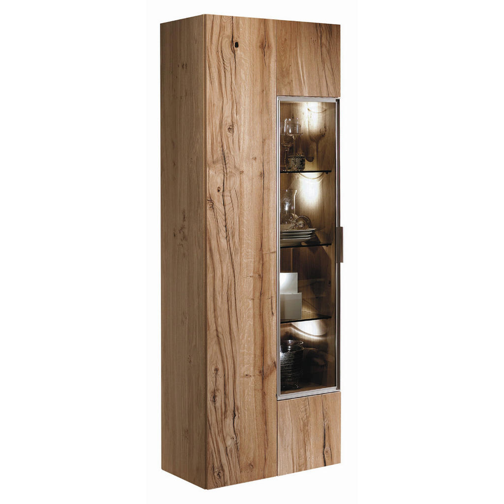 VITRINA, furnirano, večslojna plošča iz masivnega lesa (panelna plošča) star les, hrast barve hrasta