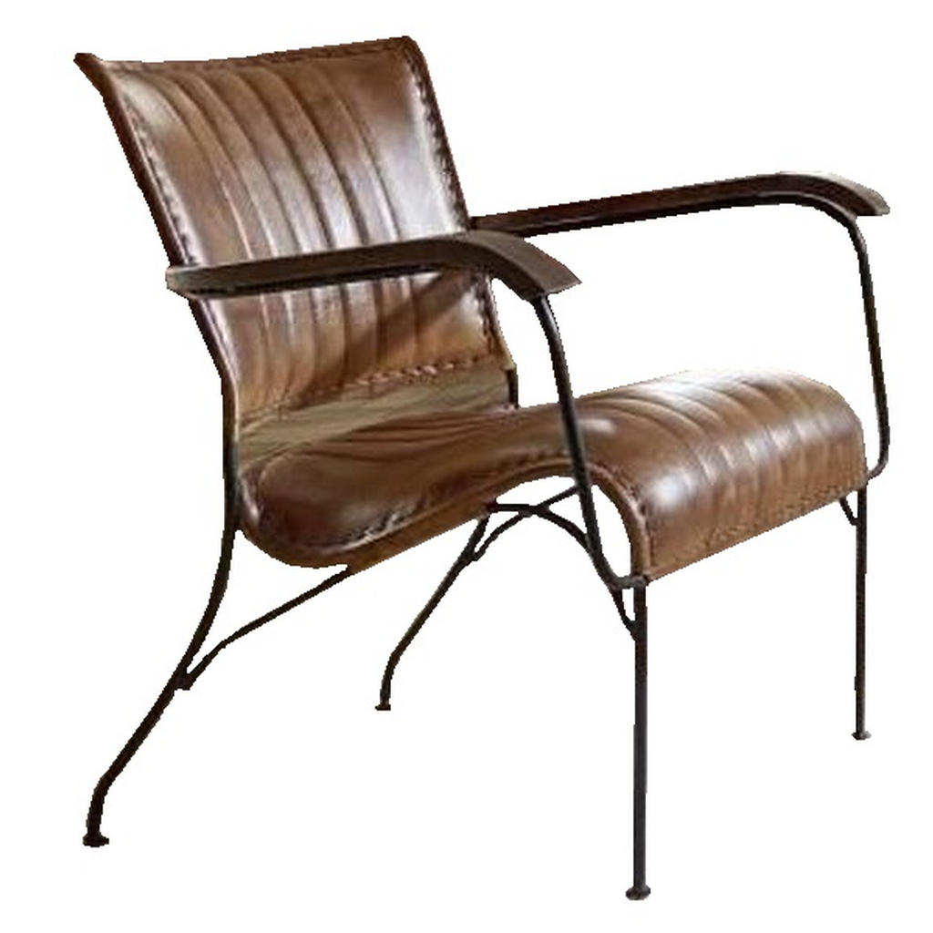 FOTELJ, rjava, črna les, kovina, usnje