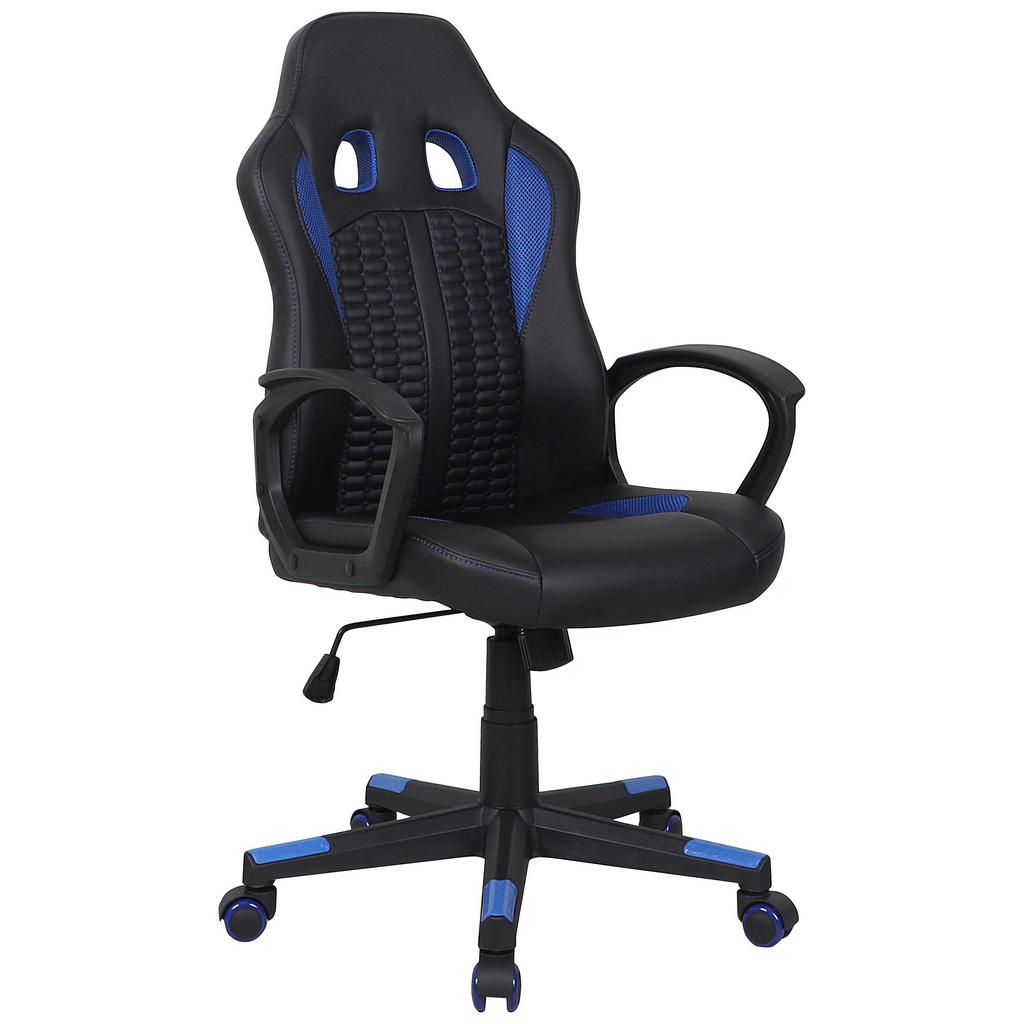 GAMING STOL umetna masa, tekstil modra, črna