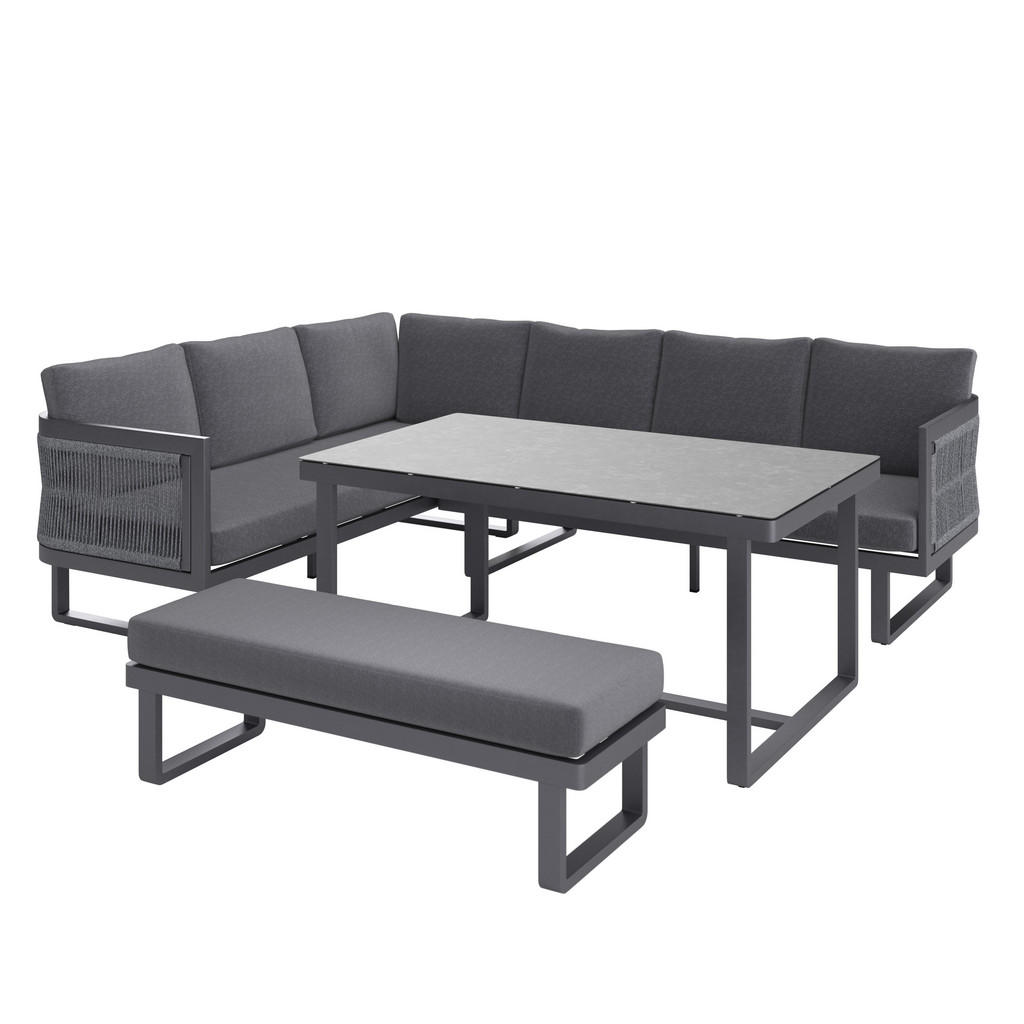 VRTNA LOUNGE GARNITURA mrežasta prevleka, tekstilno pletivo, tkanina aluminij