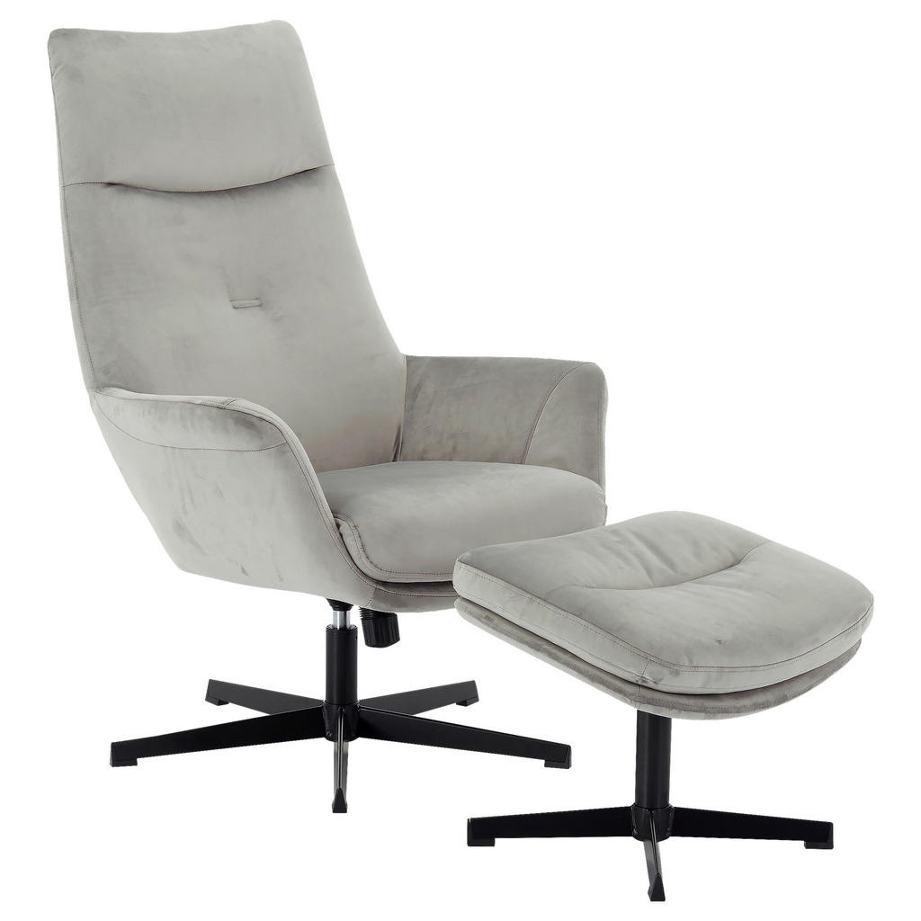 POČIVALNIK S PODNOŽNIKOM, siva, črna kovina, tekstil