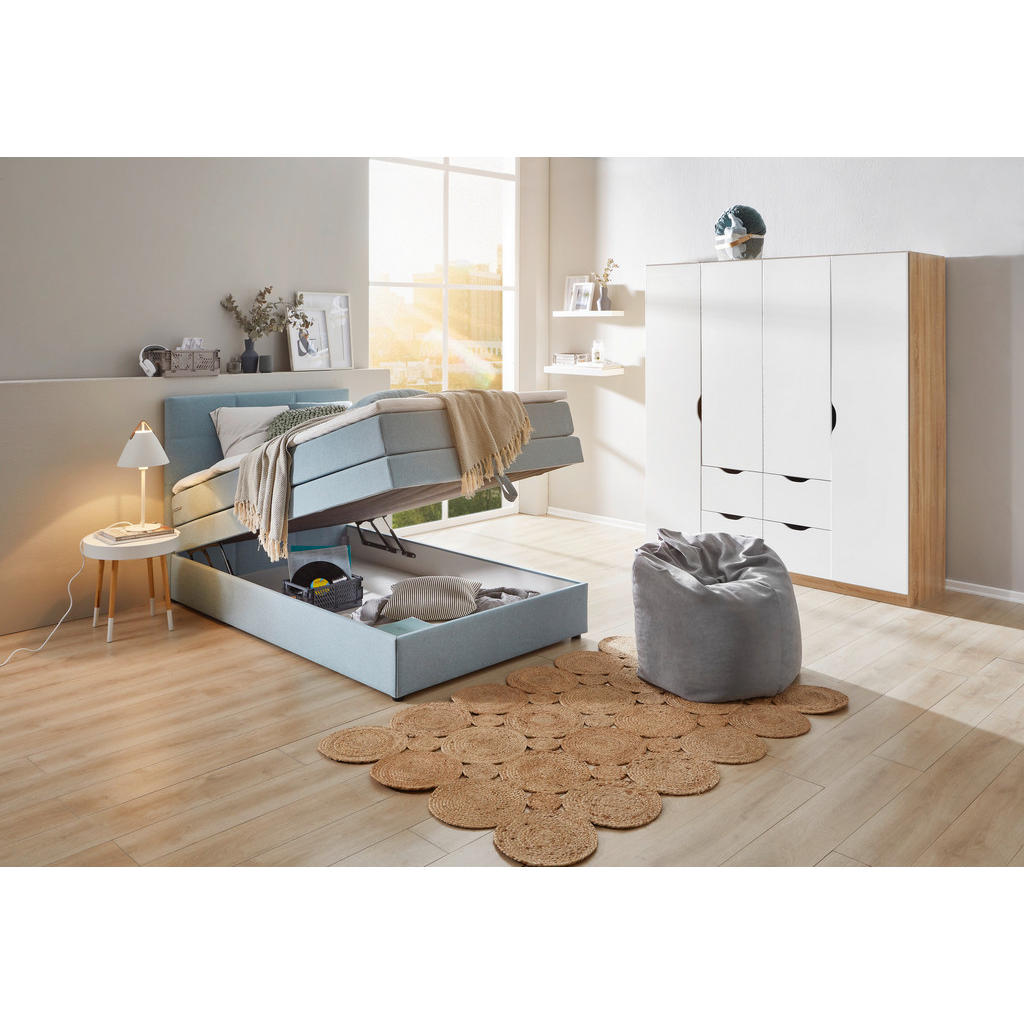 POSTELJA BOXSPRING 90 cm x 200 cm , tekstil svetlo modra - slika 4
