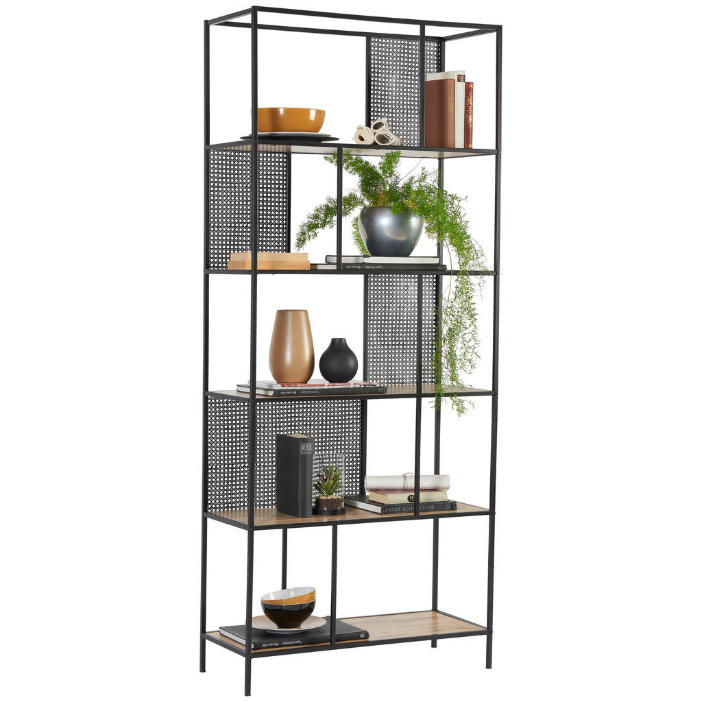 REGAL 76/180/33 cm črna, barve hrasta