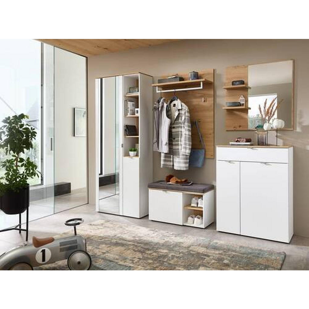 Alternative view of GARDEROBNA OMARA bela, hrast artisan