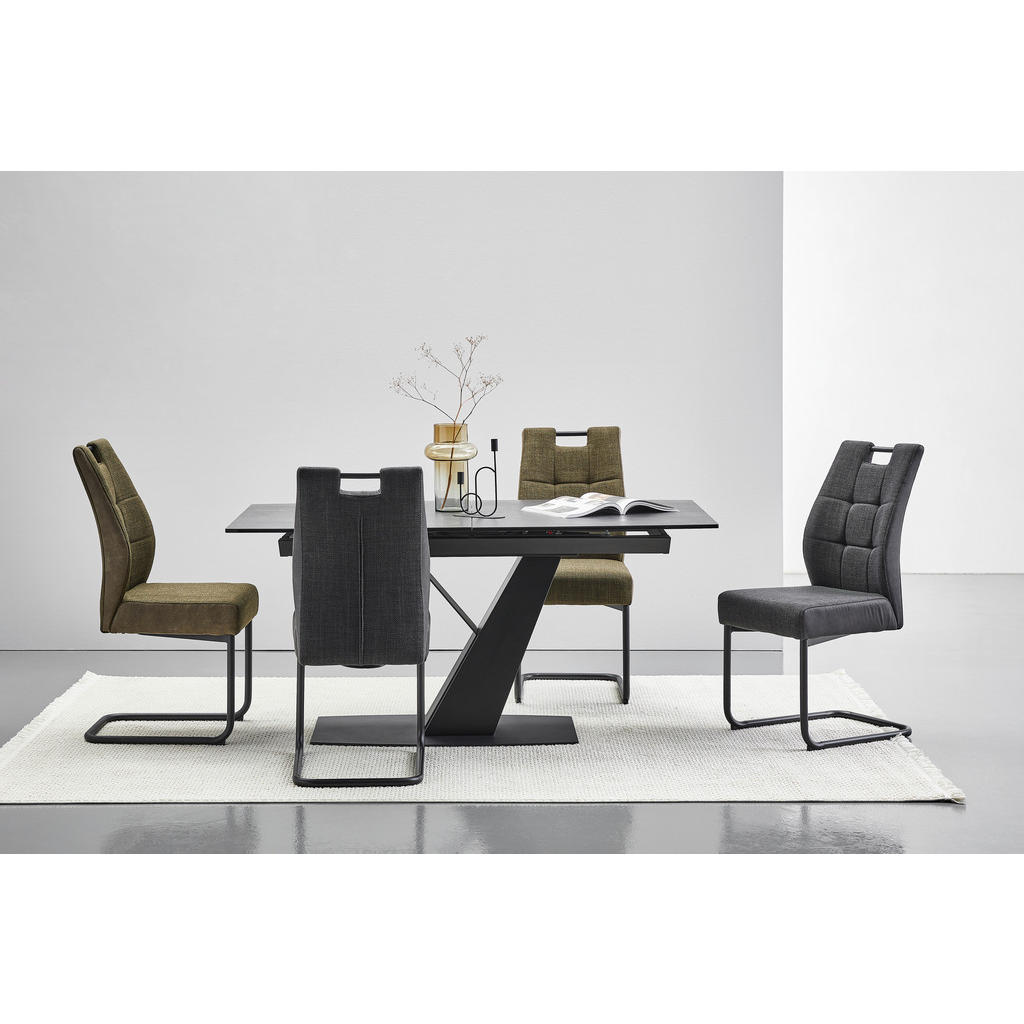 Alternative view of NIHAJNI STOL, kovina, tekstil črna, temno siva