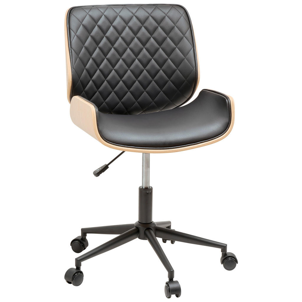 VRTLJIVI STOL les, kovina, tekstil naravne barve, črna