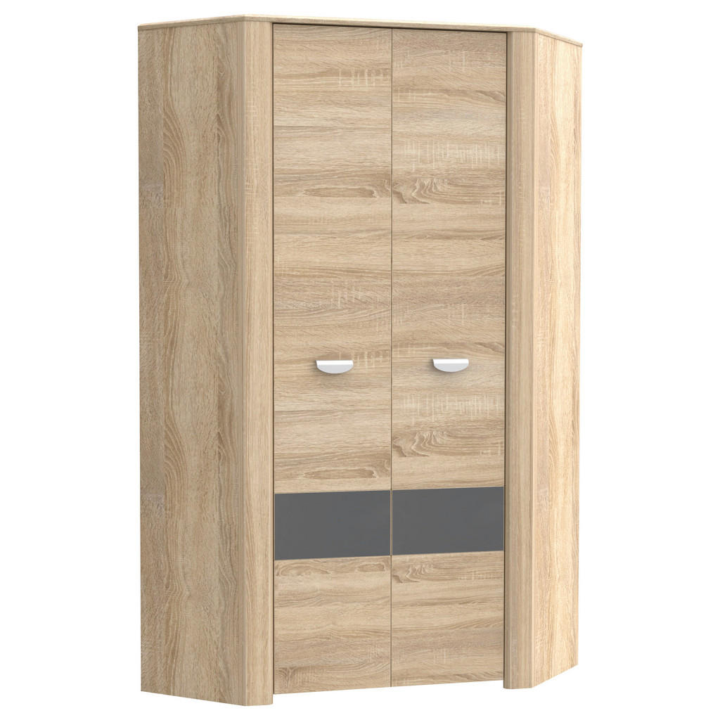 KOTNA OMARA ZA OBLAČILA, antracit, siva, hrast sonoma