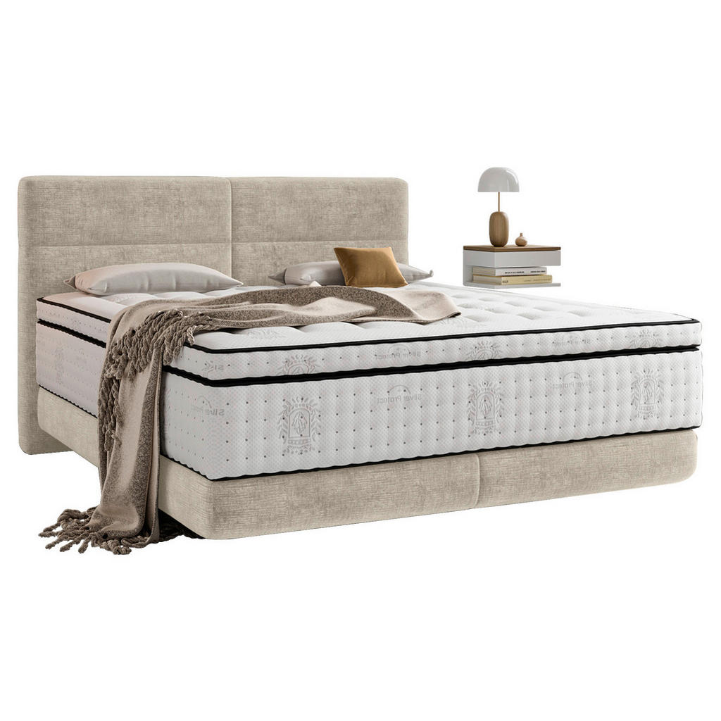 POSTELJA BOXSPRING 140 cm  x 200 cm , tekstil bež