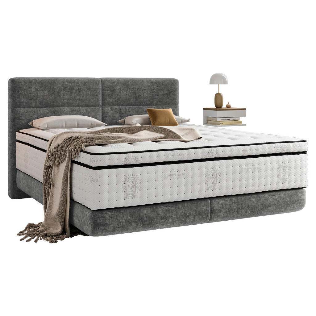POSTELJA BOXSPRING 140 cm  x 200 cm , tekstil siva