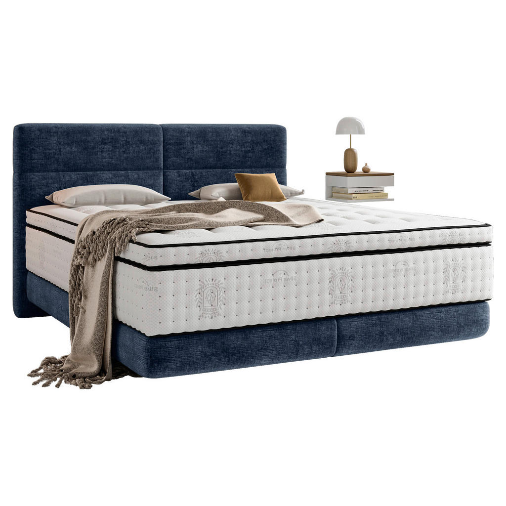 POSTELJA BOXSPRING 160 cm  x 200 cm , tekstil modra
