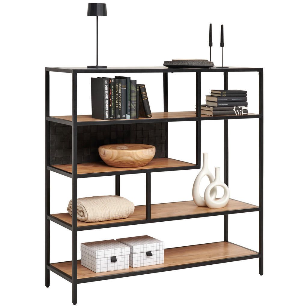 REGAL 120/120/38 cm črna, barve akacije