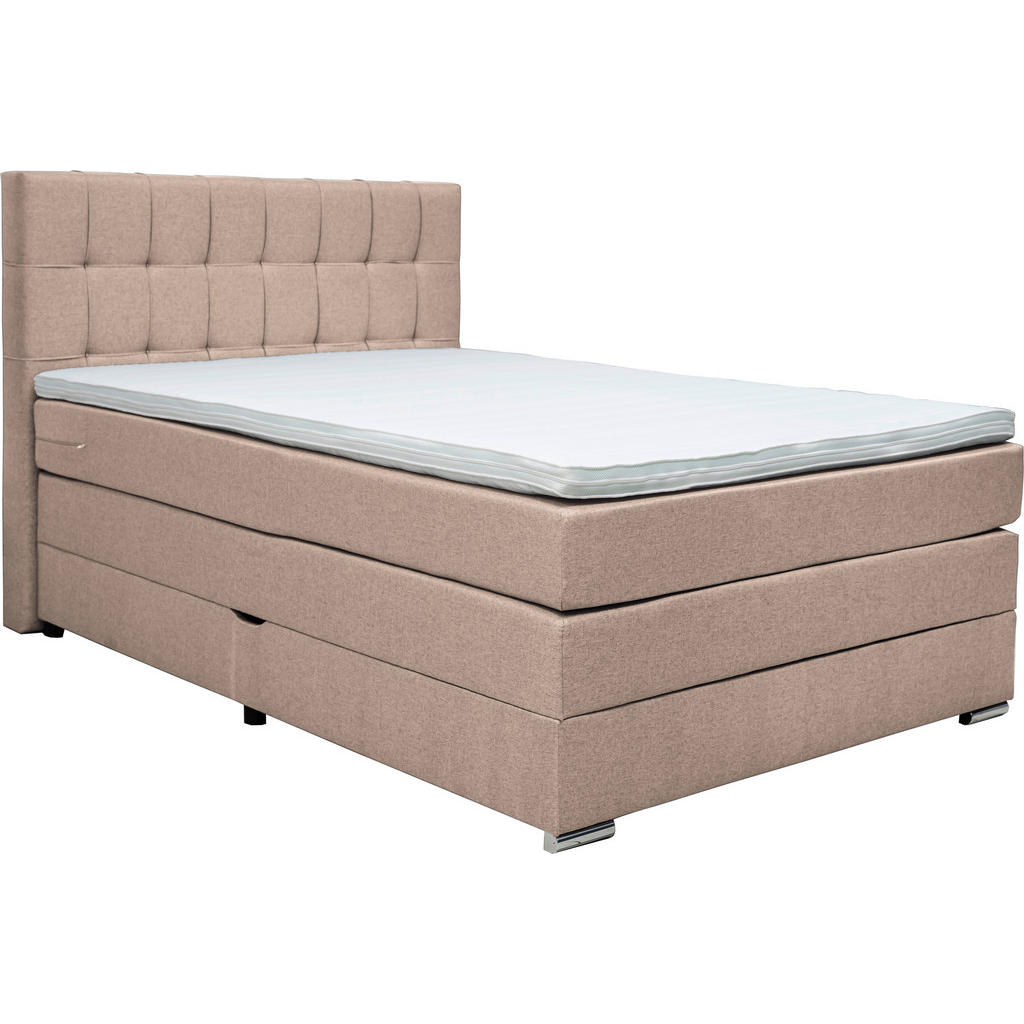 POSTELJA BOXSPRING 140 cm  x 200 cm , tekstil svetlo rjava