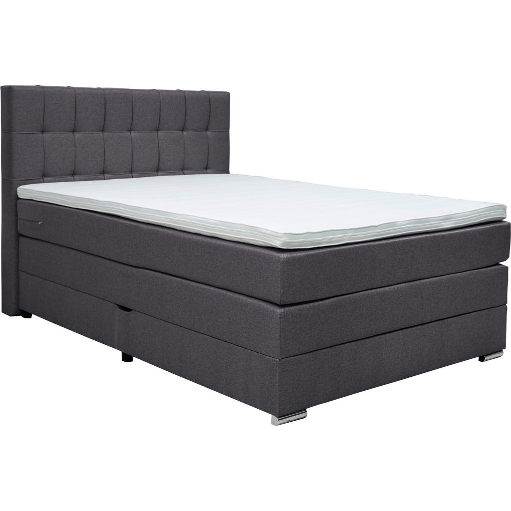 POSTELJA BOXSPRING 140 cm  x 200 cm , tekstil temno siva