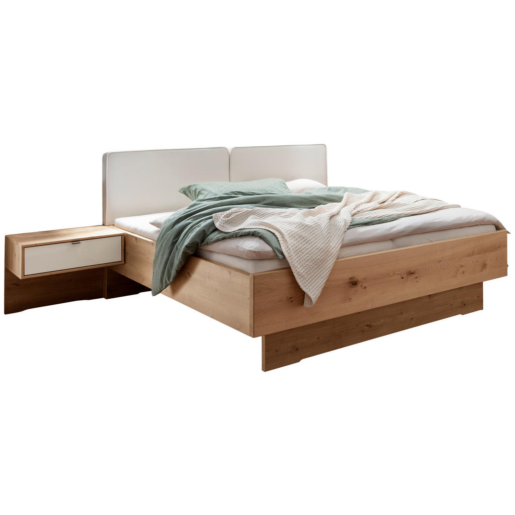 POSTELJNA GARNITURA 180 cm x 200 cm , les, tekstil, leseni material barve šampanjca, hrast bianco