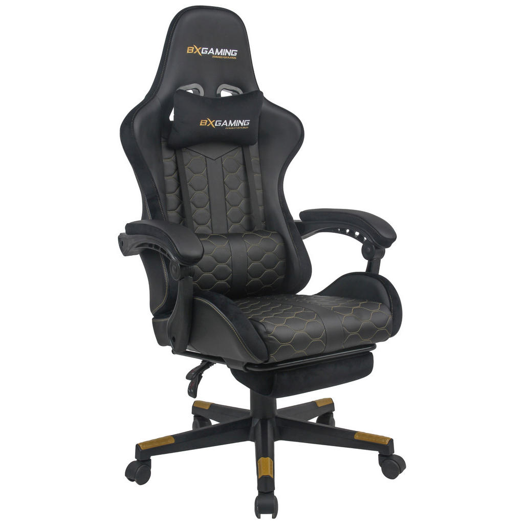 GAMING STOL kovina, umetna masa, tekstil črna